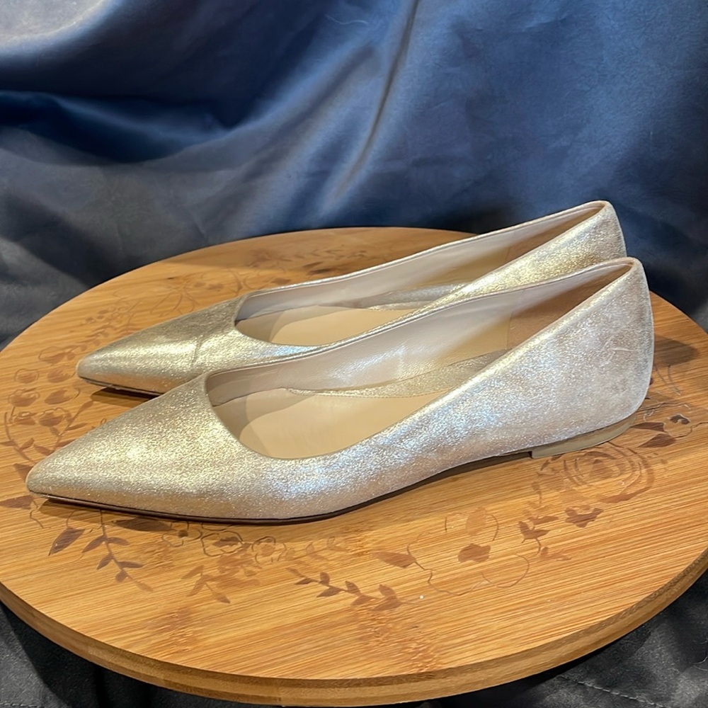 MM Lafleur Rowan flats Metallic Suede Prosecco color size 38 1/2